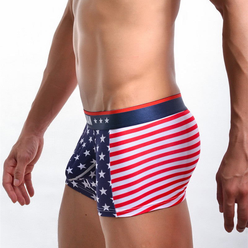 Boxers de canalé con estampado de bandera americana para hombre