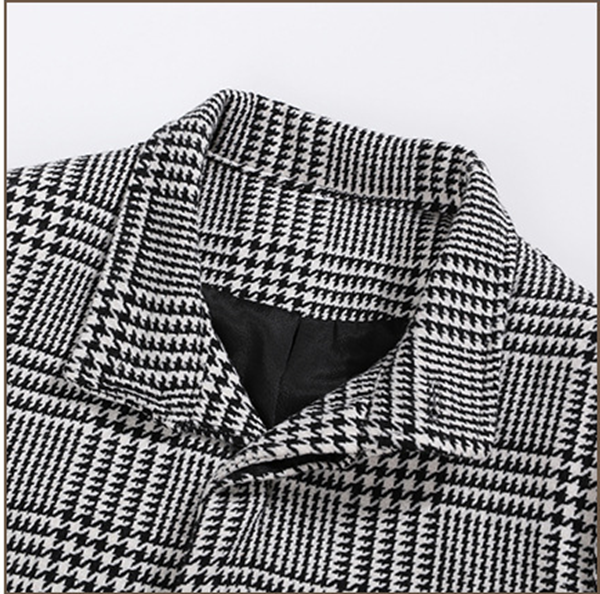 Plaid Lapel Single-breasted Mid-length trench Coat