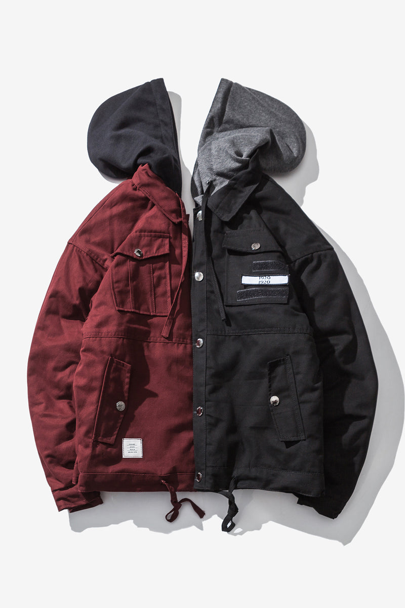 Men's Cotton Coat Street Hood Detachable jacket