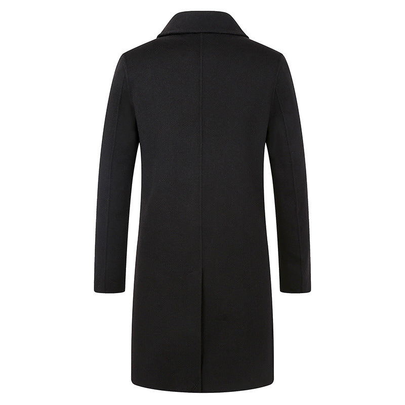 Over-the-knee double-breasted slim-fit trench coat