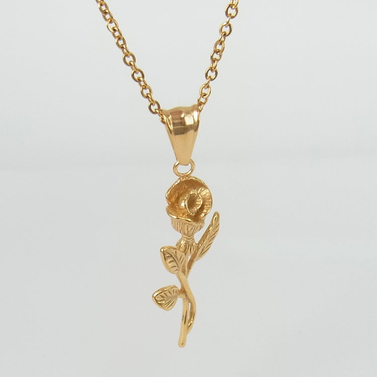 Gold Roses Necklace For Men and women