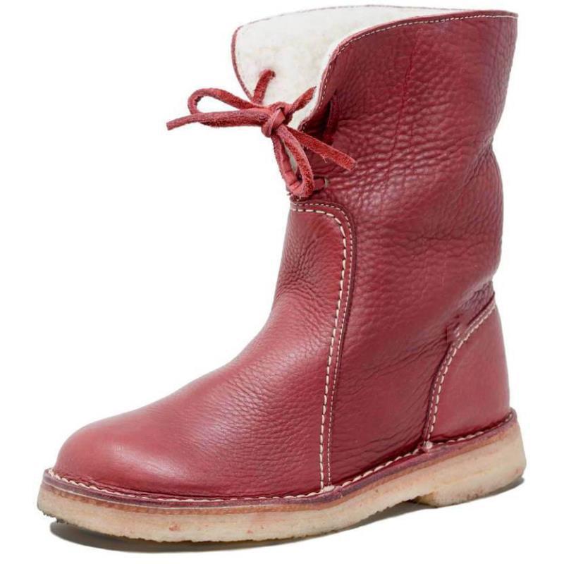 Botas con cordones de felpa de piel de invierno para mujer 