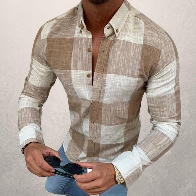 Button-down long sleeve men's casual shirt
