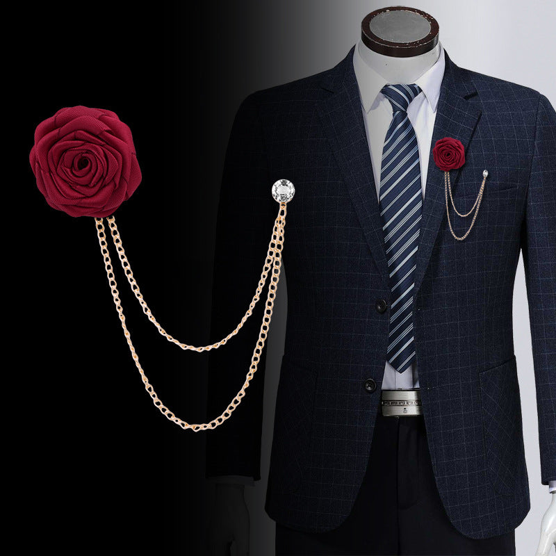 Handmade Rose Brooch Tassel for Suit