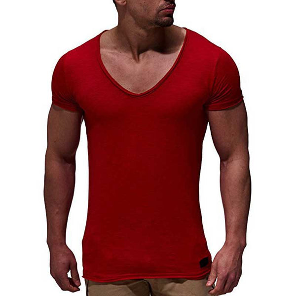 V Neck Short Sleeve Thin Top Tee Casual Summer T-shirt