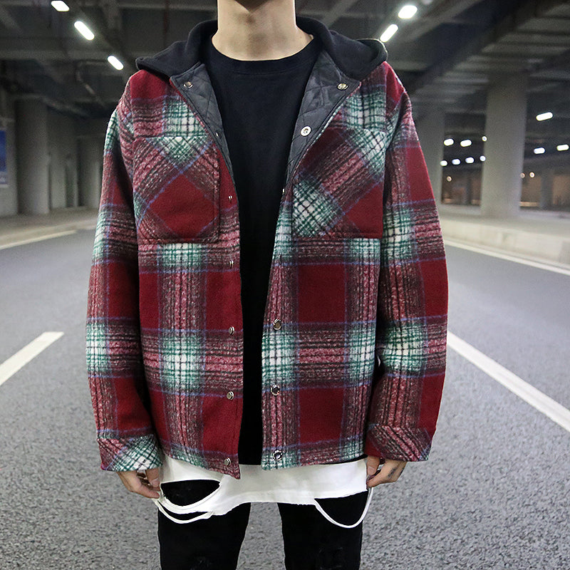 Hooded Flannel Shirt Jacket