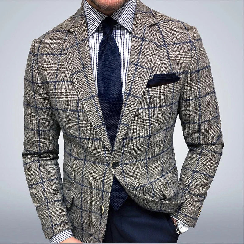 European and American New Style Plaid Casual blazer Men