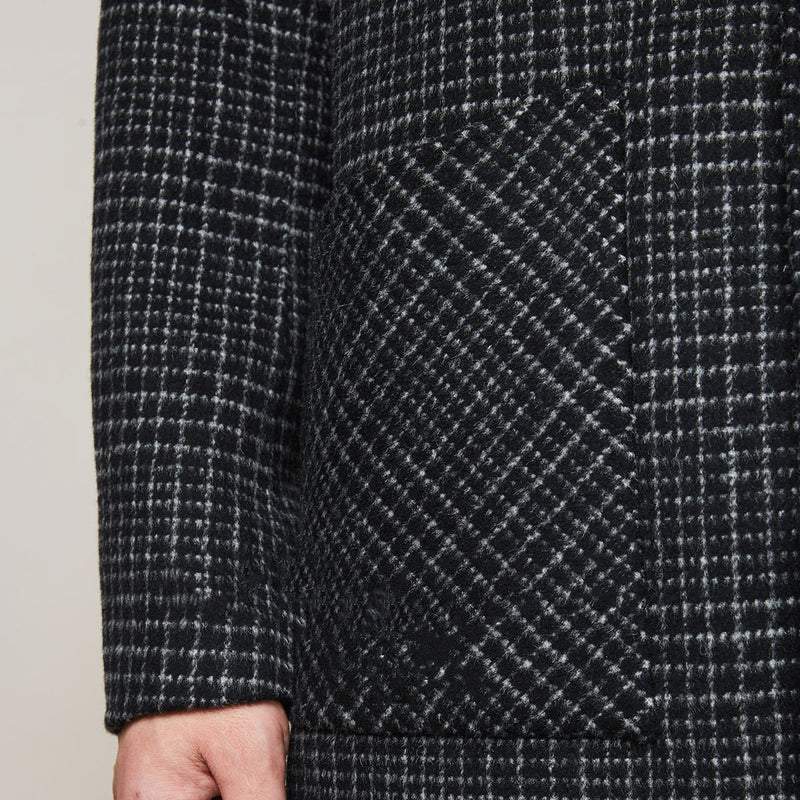 Men's Check Woolen Coat Thick Handmade Double-Sided Woolen Coat