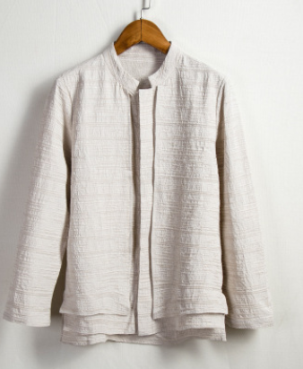 camisa de manga larga de algodón y lino para hombre 
