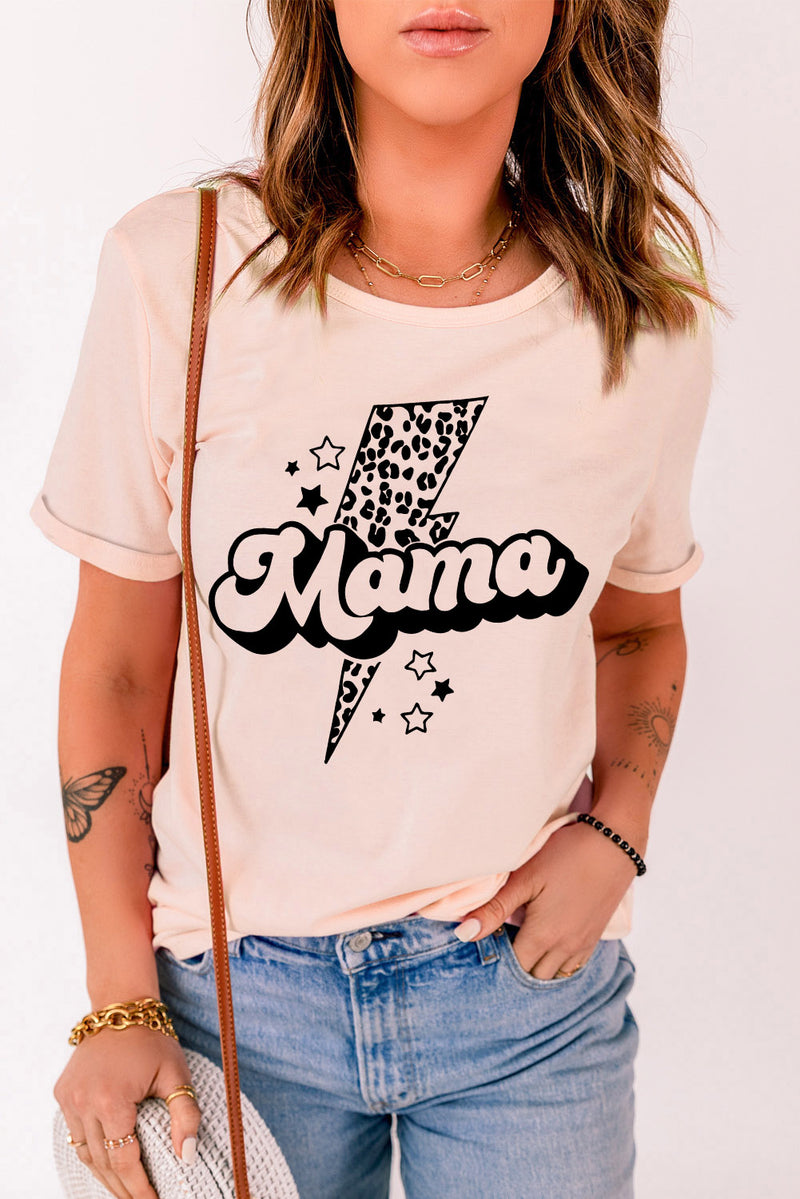 Camiseta con cuello redondo y gráfico de relámpagos de MAMA