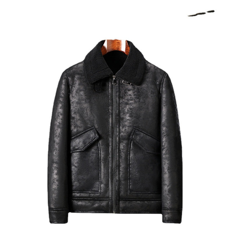 Men's Leather And Fur Motorcycle Jacket