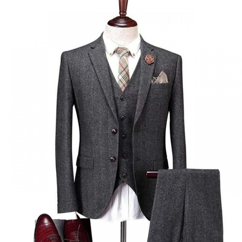 Men's Wool Tweed Formal Lapel suit