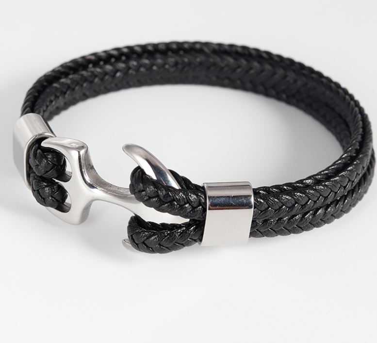Anchor Vintage Woven Leather Bracelet