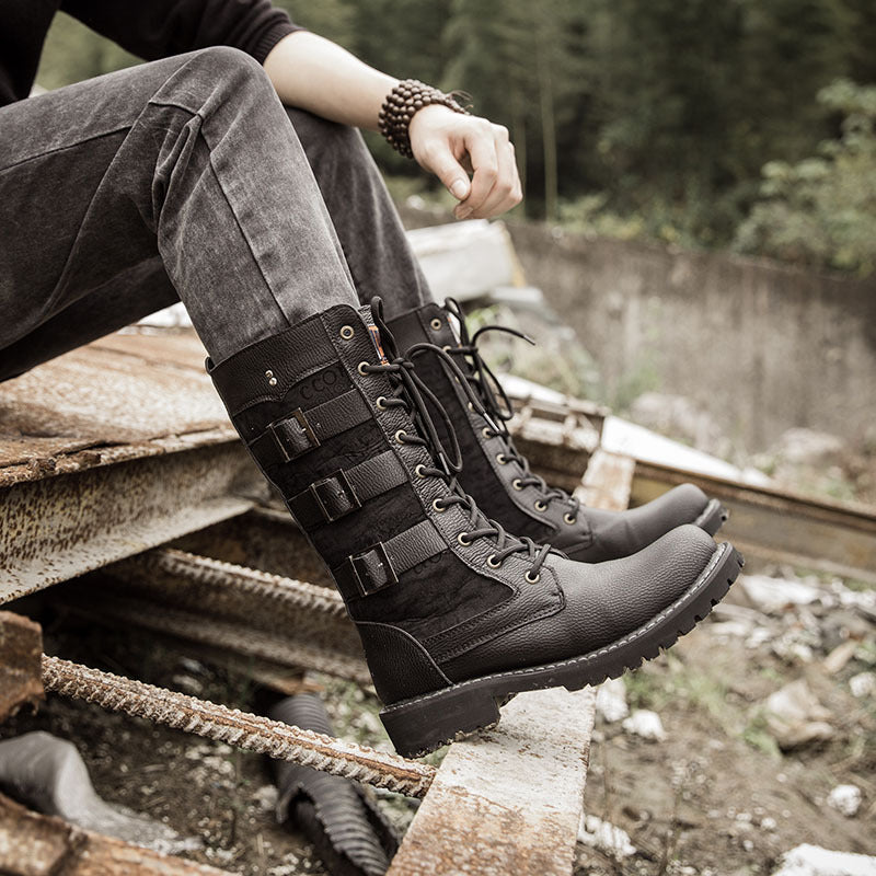Men's high outdoor military boots