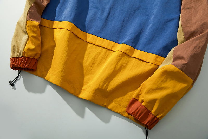 Mens Colourful Techwear Hooded Windbreaker Jacket