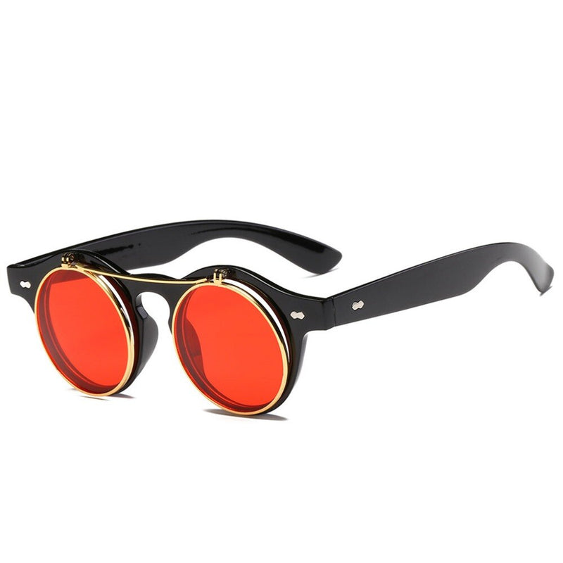Retro Round Steampunk Steam Punk Metal Flip Cover Sunglasses