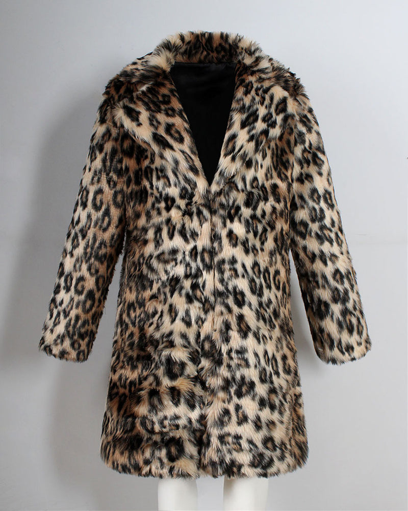 Traje de piel de leopardo para hombre abrigo cálido para hombre 