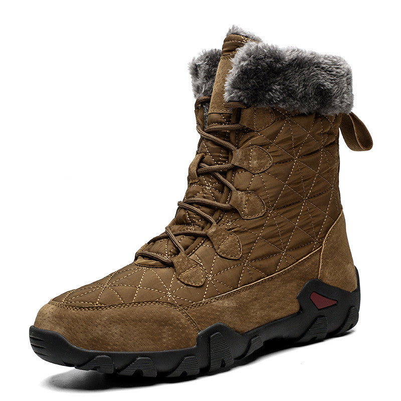 Winter Warm Fur Plush Suede Leather & Waterproof Fabric Ankle Snow Boots