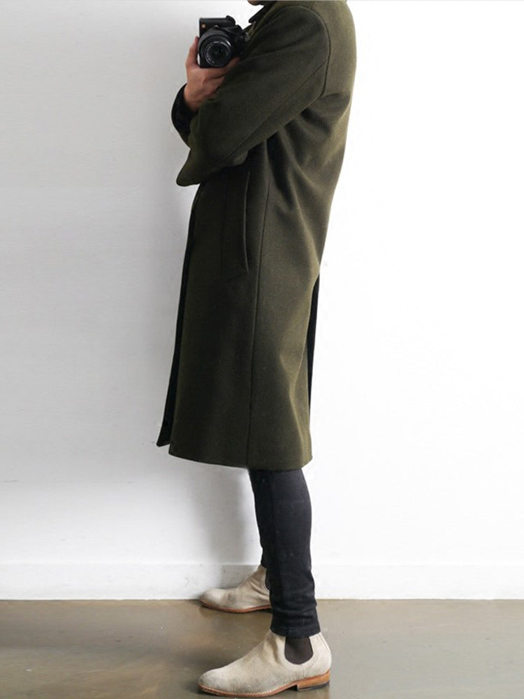 Woolen Men's Mid-length slim fit Trench Coat