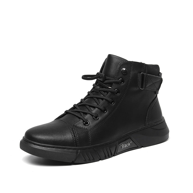 High-top Men's Shoes Martin Plus Cashmere Leather Boots