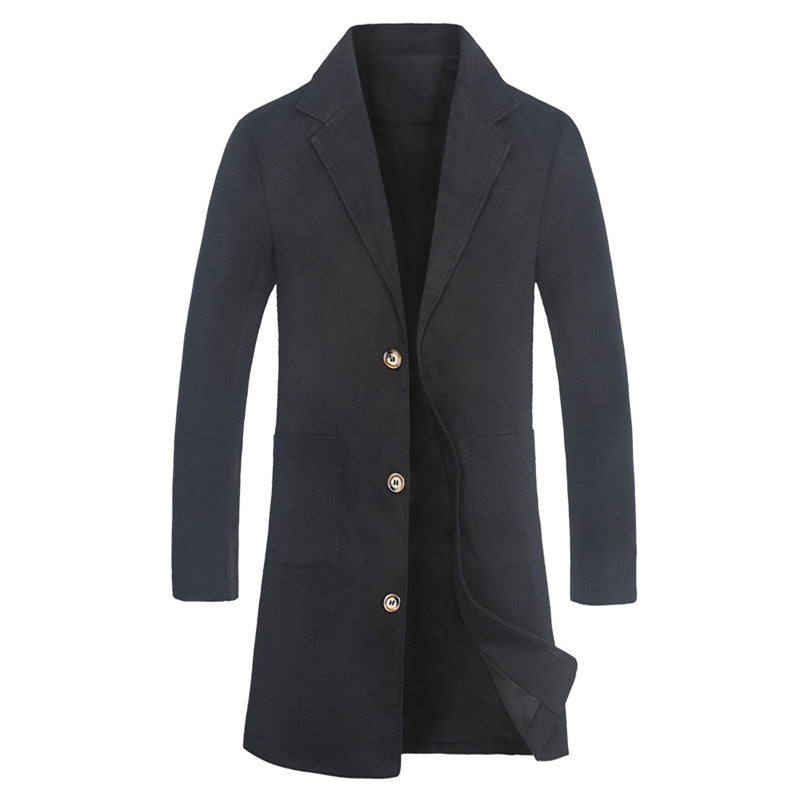 Casual Fashion Solid Color Mid-length Single-breasted trench coat