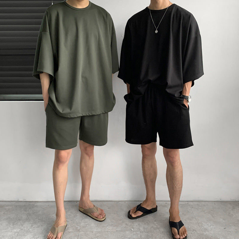 Summer Two-piece Sports T-shirt Shorts JumpSuit Men