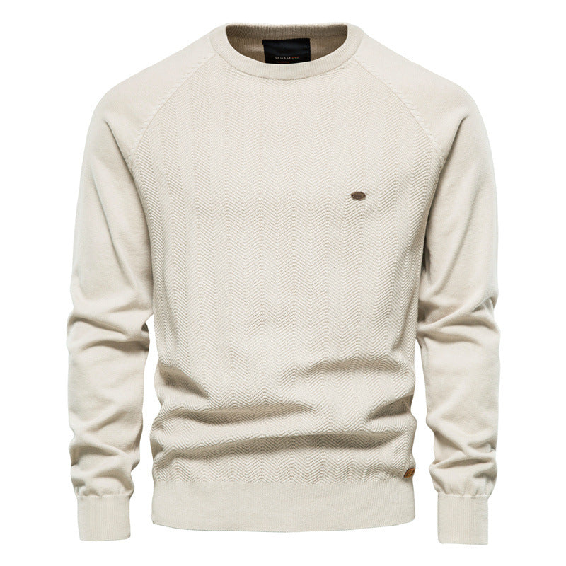 New Men's Solid Color Raglan Sleeve Casual Sweater