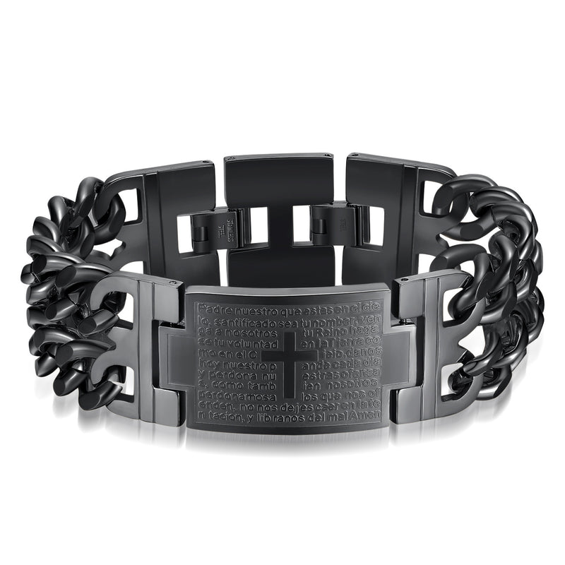 Pulsera Cubana Cruzada De Doble Hilera Para Hombre