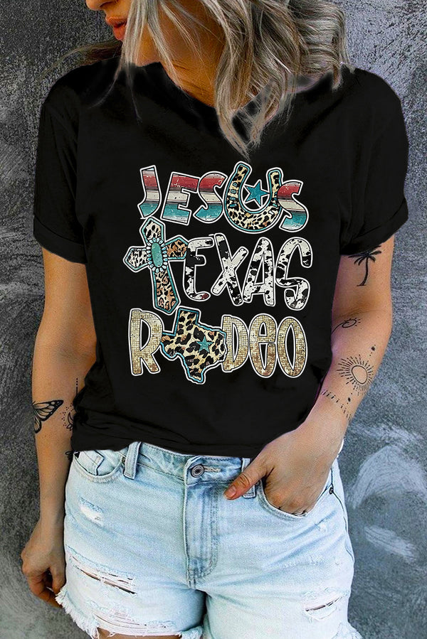 Camiseta con cuello redondo y estampado de letras