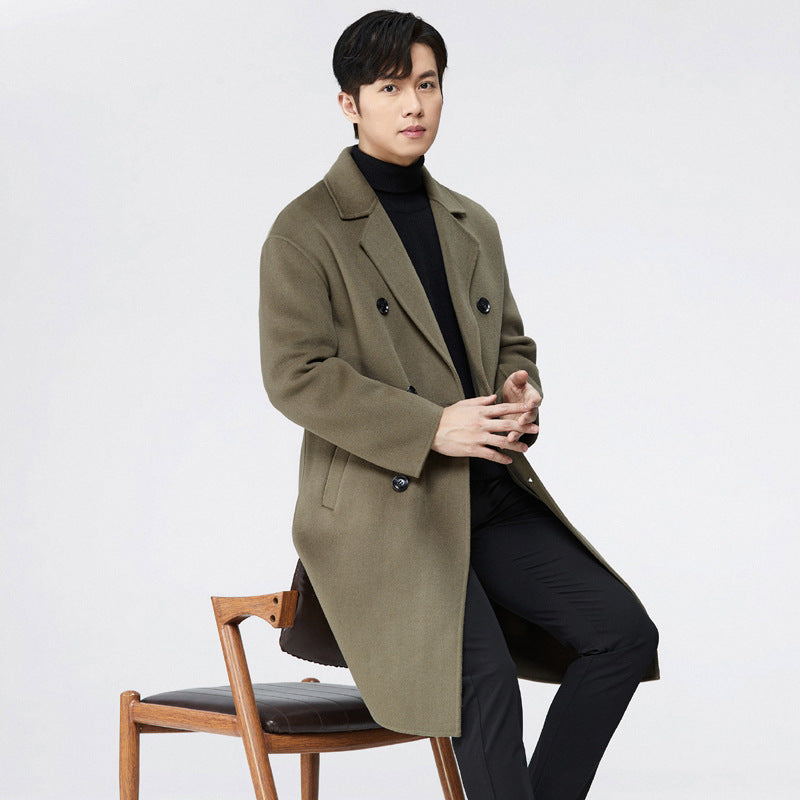 Men's Suit Collar Double Sided Woolen Coat