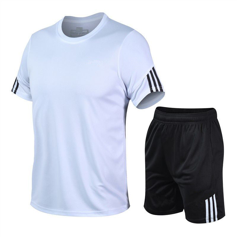 Men Sports Running Track Suit Gym Two Piece Quick Drying Clothes