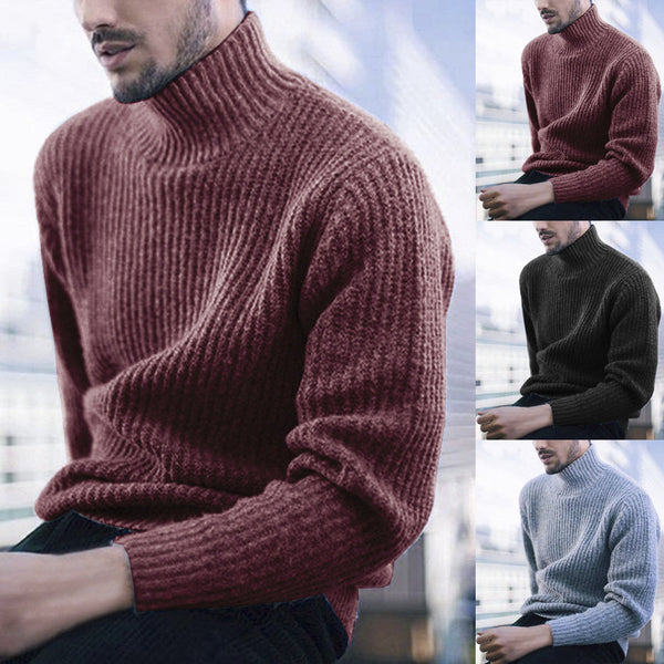 High Neck Long Sleeve Knitted Sweater