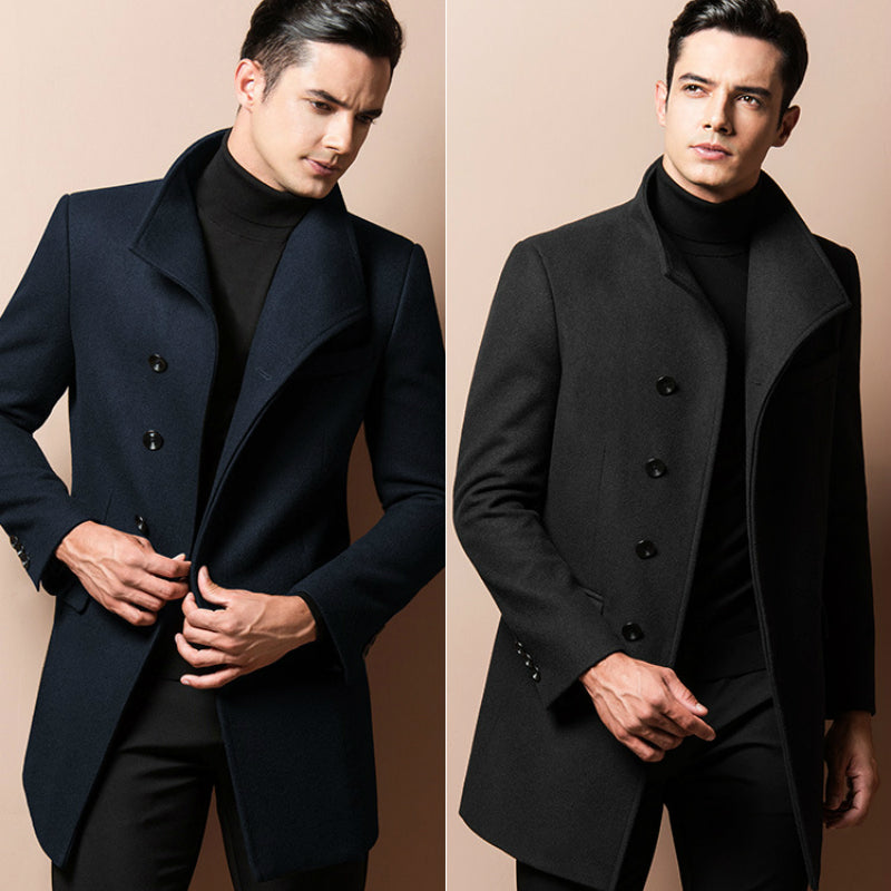 mid-length woolen coat men