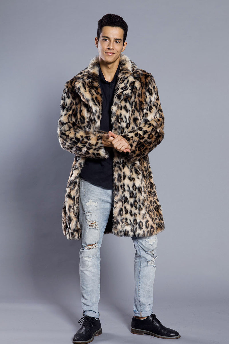 Traje de piel de leopardo para hombre abrigo cálido para hombre 