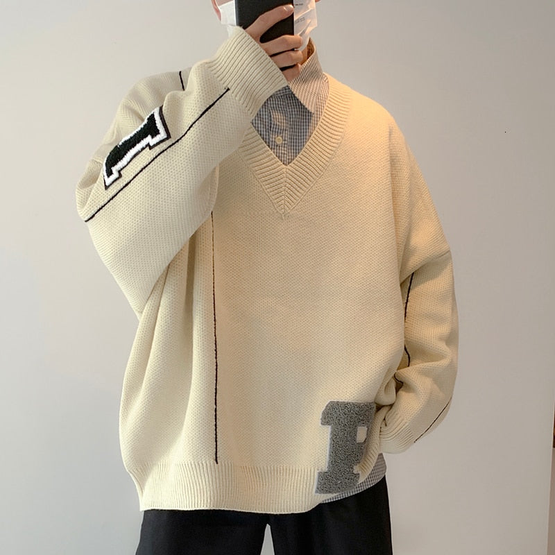 Loose V-neck sweater