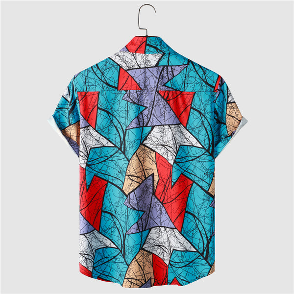 Geometric Pattern Print Shirt Men Leisure