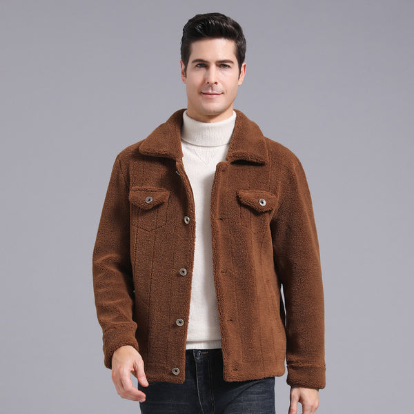 Chaqueta de hombre de otoño e invierno de lana de grano