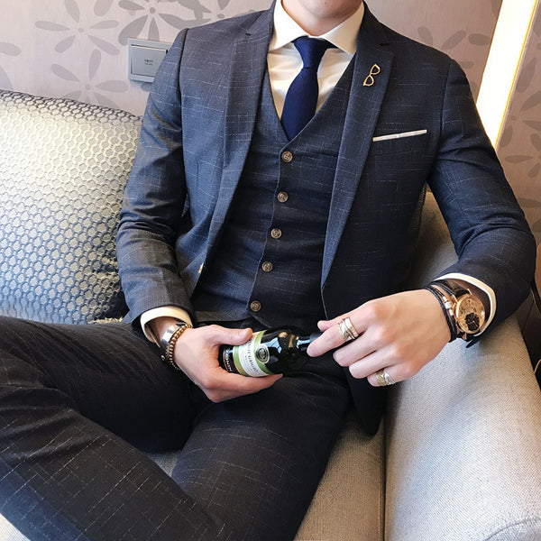 Single Button Three-Piece Suit