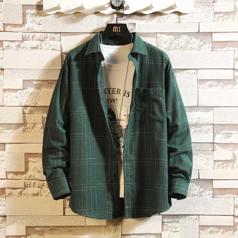 Men's Plaid Long-sleeved Shirt