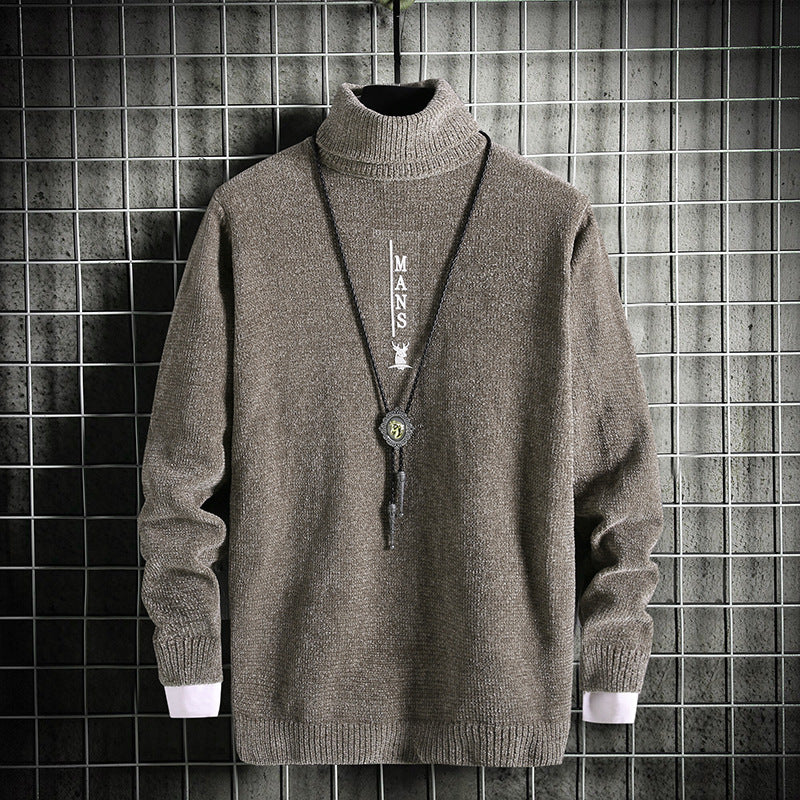 Men's Chenille Turtleneck Sweater Knit Bottoming Shirt