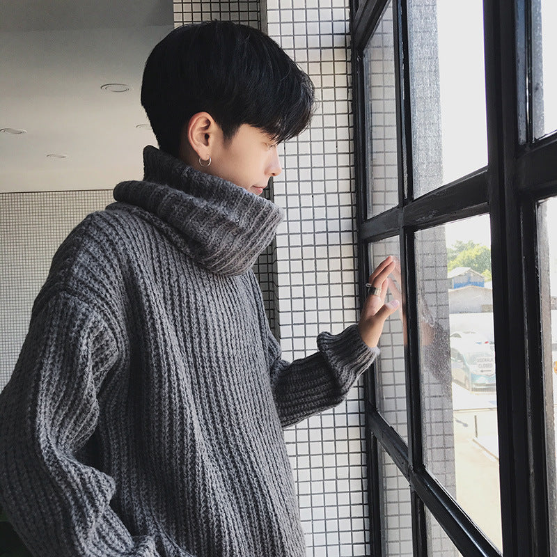High neck loose knit sweater