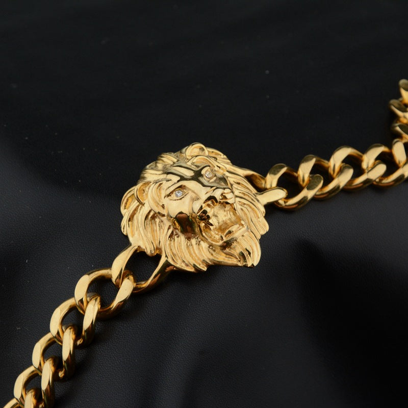 Hip-hop Personality lion head bracelet men