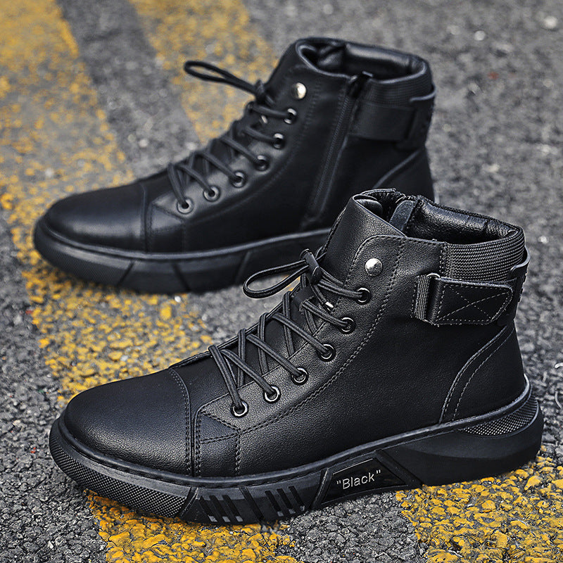 High-top Men's Shoes Martin Plus Cashmere Leather Boots
