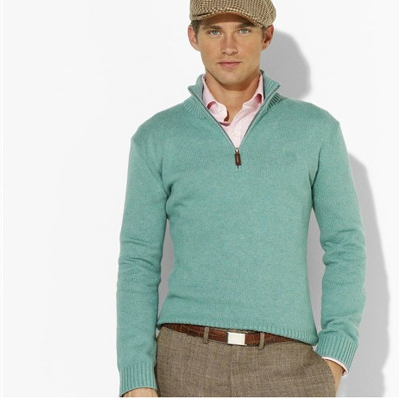 Men's stand-up collar zipper padded sweater