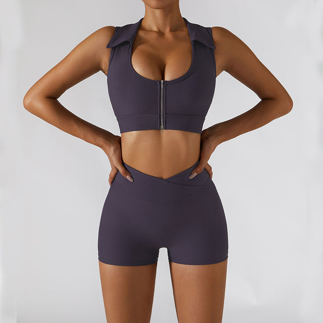 Conjunto de gimnasio con cremallera, ropa deportiva para mujer, deportes