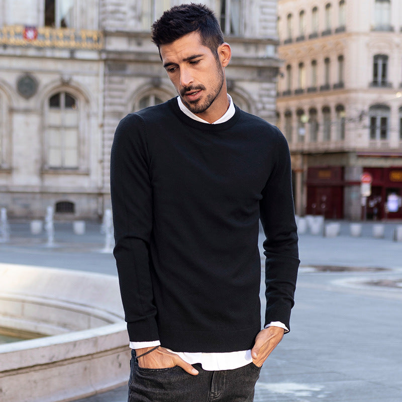 Men's Autumn Casual And Versatile Solid Color Pullover Sweater