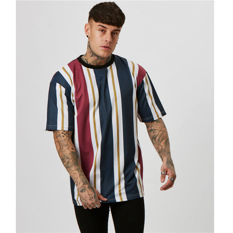 Striped button men's casual shirt