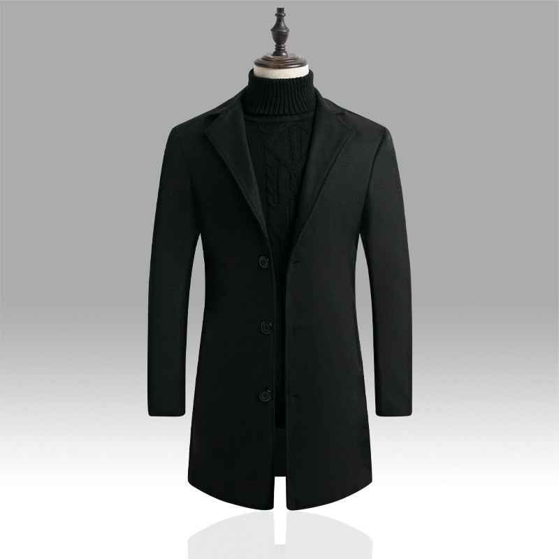 men's Korean style slim woolen trench coat