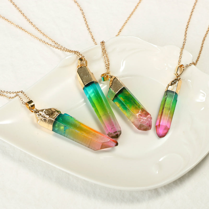 Cylindrical Mixed Color Crystal Necklace