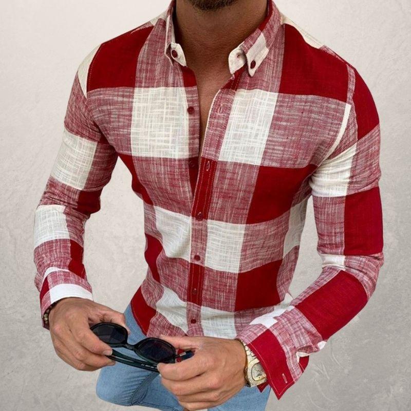 Button-down long sleeve men's casual shirt